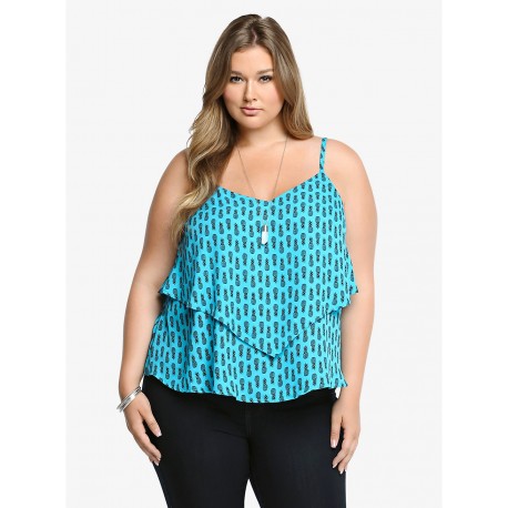 Torrid Aqua Pineapple Print Layer Tank Size 22/24