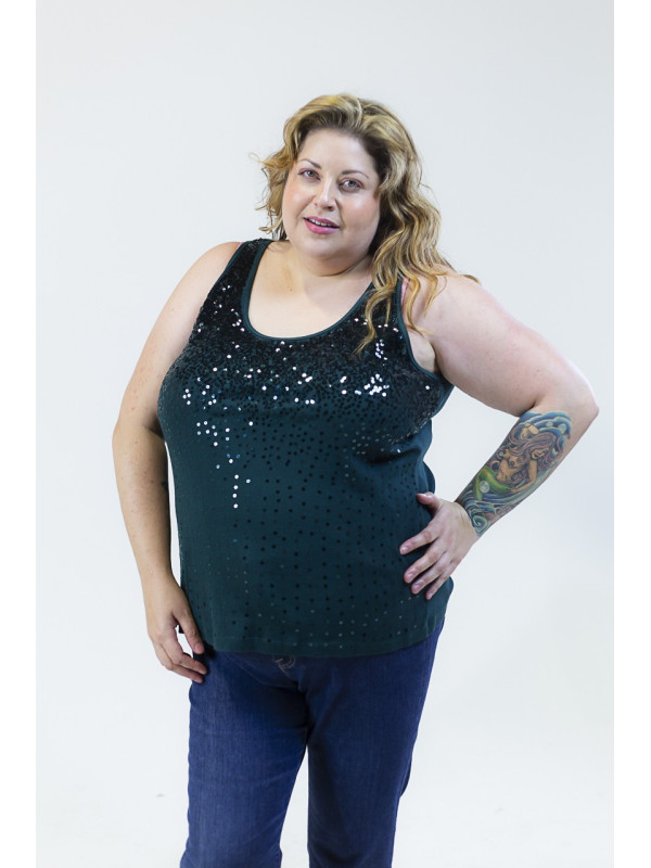 LANE BRYANT GREEN SEQUIN TANK 3X