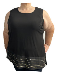 Size 3X Roz & Ali Black Top w/ Golden Studs