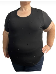 Size 2X - Vince Camato Black Studded Top