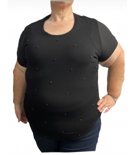 Size 2X - Vince Camato Black Studded Top