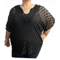 Size 3X - Alfani Polka Dot Black Top