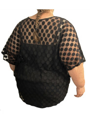 Size 3X - Alfani Polka Dot Black Top