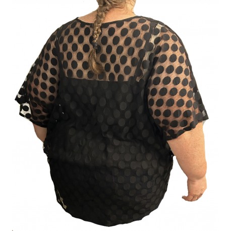 Size 3X - Alfani Polka Dot Black Top