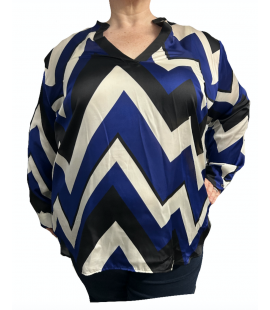 Size 3X - Ralph Lauren Blue, Black and White Patterned Top