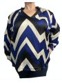 Size 3X - Ralph Lauren Blue, Black and White Patterned Top