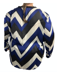 Size 3X - Ralph Lauren Blue, Black and White Patterned Top