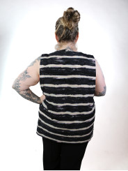 Halogen Dark Grey, Cream, Lavender Striped Tank Size 2X50