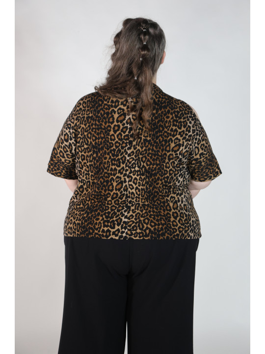 Rachel Roy Leopard Print Short Sleeve Top Size 24
