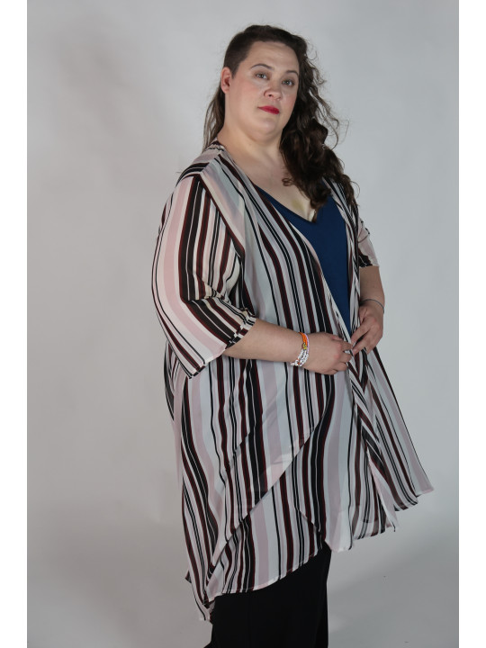 Torrid Black and White Striped Over-shirt Size 3/4