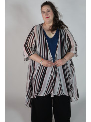 Torrid Black and White Striped Over-shirt Size 3/4