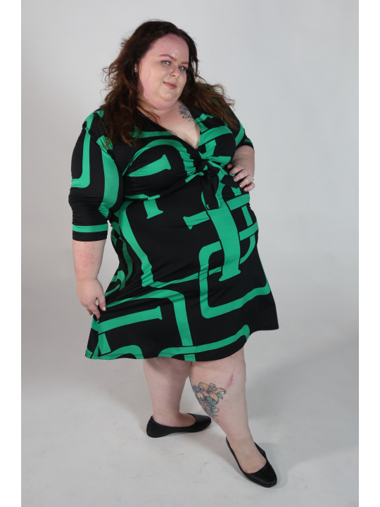 INC Green and Black Dress w/Front Tie Size 2x