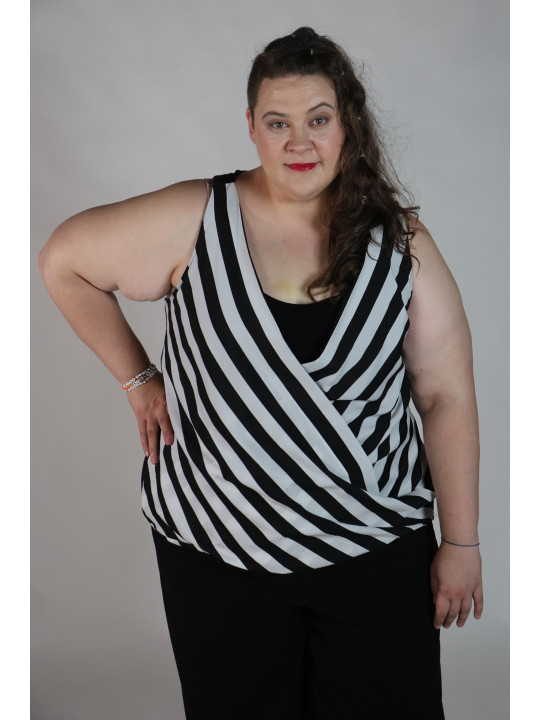 INC Black and White Striped Sleeveless Top Size 3x