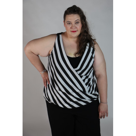 INC Black and White Striped Sleeveless Top Size 3x