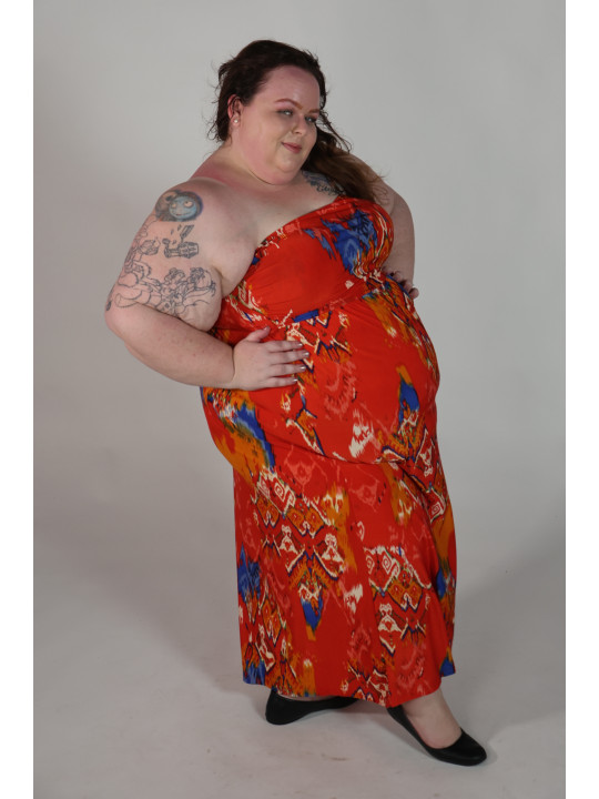 Red Millie Gabrielle Floral Pattern Strapless Dress 2x