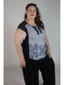 ROZ & ALI Blue and White Paisley Sleeveless Top Size 3X