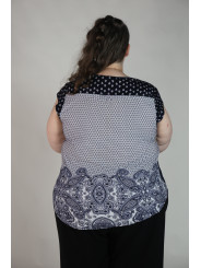 ROZ & ALI Blue and White Paisley Sleeveless Top Size 3X