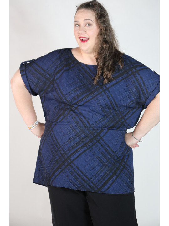 Sejour Navy and Black Plaid Tunic Size 24W