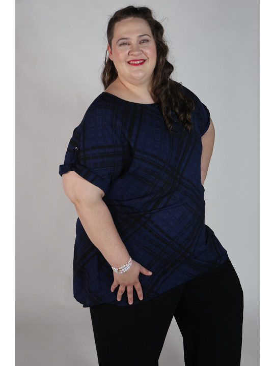 Sejour Navy and Black Plaid Tunic Size 24W