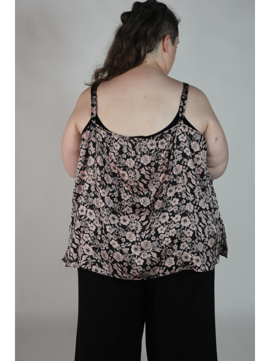 Lane Bryant Pink and Black Floral Satin Tank Size 26
