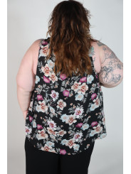 Lane Bryant Blk/Wht/Pnk  Floral Tunic Size 28