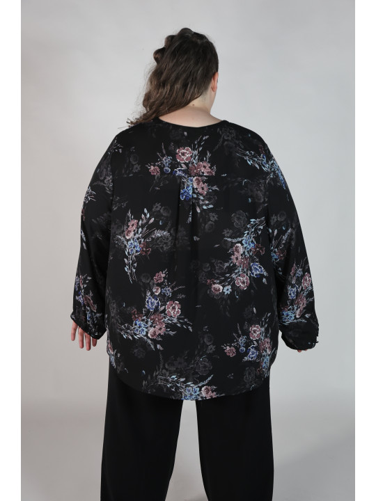 Torrid Black Floral Print Long Sleeve Blouse Size 6