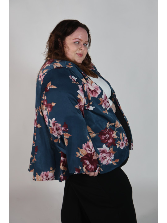 Torrid Blue Floral Satin Summer Jacket Size 26/28