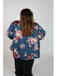 Torrid Blue Floral Satin Summer Jacket Size 26/28