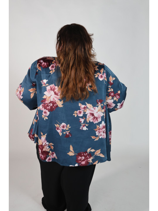 Torrid Blue Floral Satin Summer Jacket Size 26/28