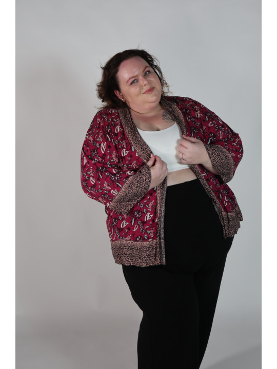 Torrid Dark Pink Floral Summer Jacket Size 26/28