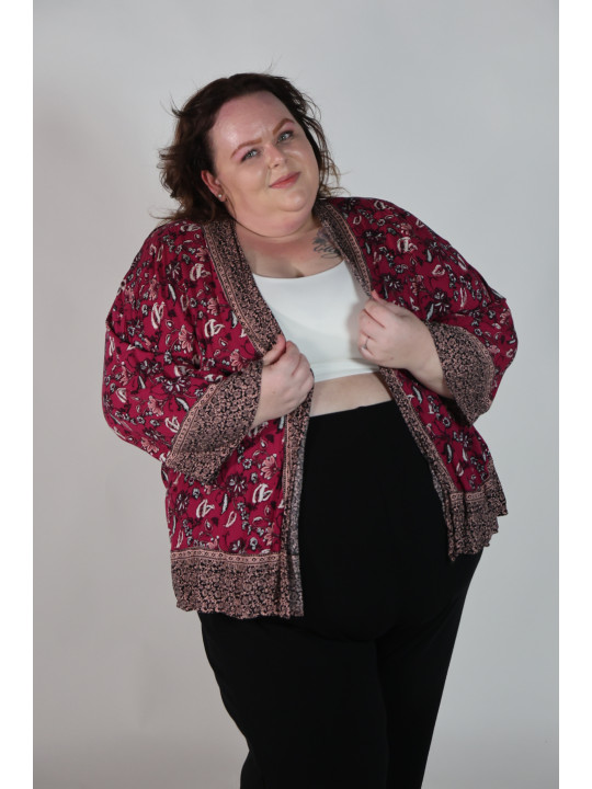 Torrid Dark Pink Floral Summer Jacket Size 26/28