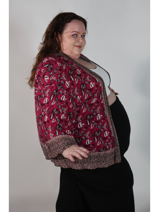Torrid Dark Pink Floral Summer Jacket Size 26/28