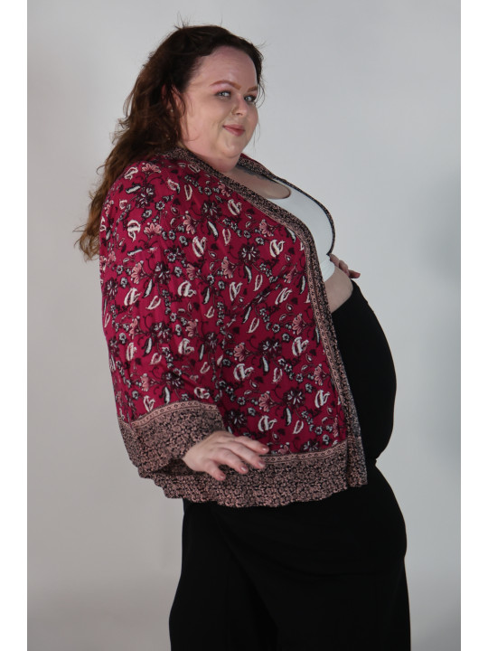 Torrid Dark Pink Floral Summer Jacket Size 26/28