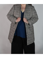 Calvin Klein Gold/White/Black Wool Print Duster Size 24