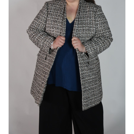 Calvin Klein Gold/White/Black Wool Print Duster Size 24