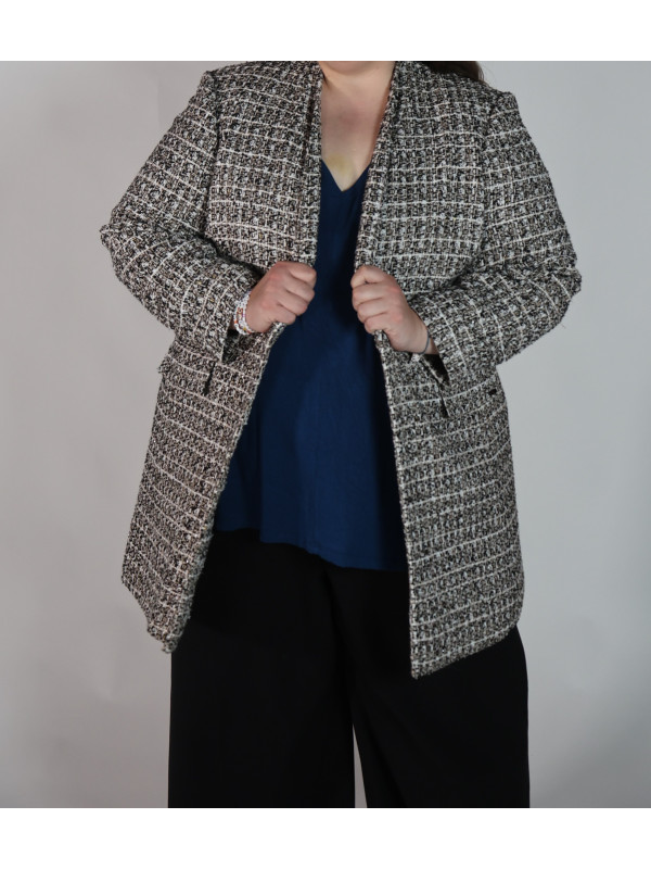 Calvin Klein Gold/White/Black Wool Print Duster Size 24