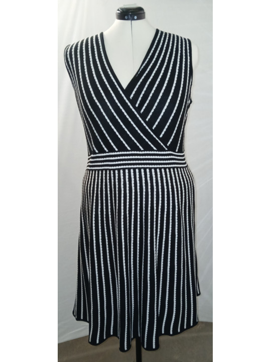 Calvin Klein Black and White Striped Dress Size 2x
