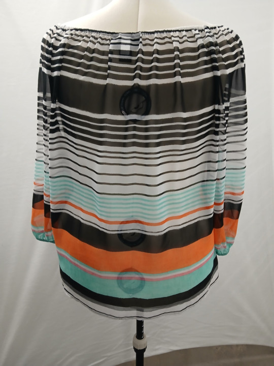 Lane Bryant Black White w/Colors Sheer Top Size 18/20