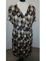 Lane Bryant Black Brown White Short Sleeve Wrap Dress Size 22/24