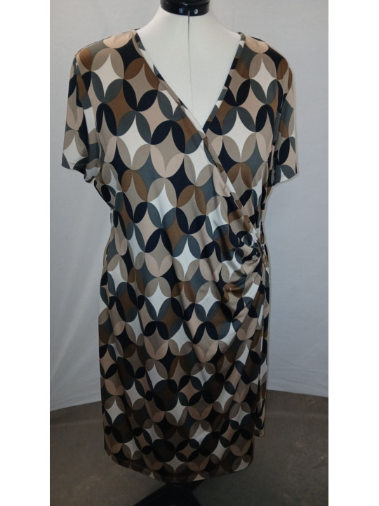 Lane Bryant Black Brown White Short Sleeve Wrap Dress Size 22/24