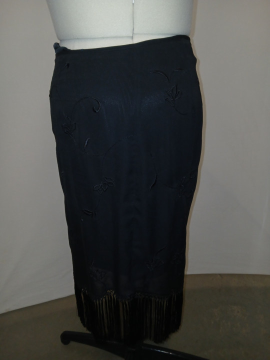 Venezia Black Skirt w/Fringe Size 18