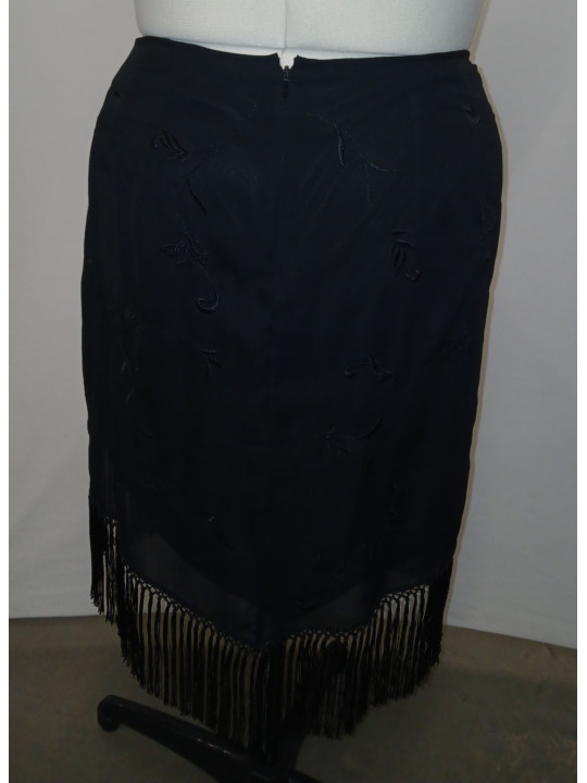 Venezia Black Skirt w/Fringe Size 18
