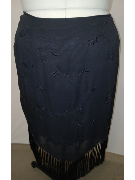 Venezia Black Skirt w/Fringe Size 18