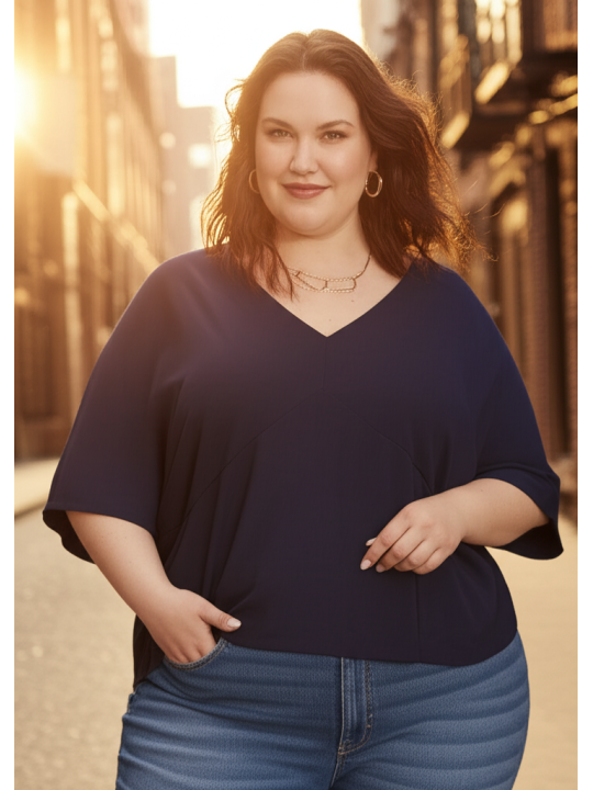 ELOQUII Navy Blue Blouse Size 26/28