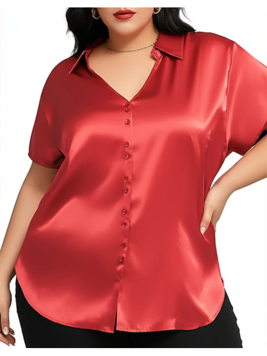 Lane Bryant Deep Coral Satin Blouse Size 22/24