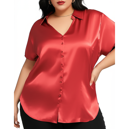 Lane Bryant Deep Coral Satin Blouse Size 22/24