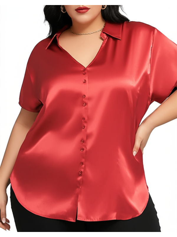 Lane Bryant Deep Coral Satin Blouse Size 22/24