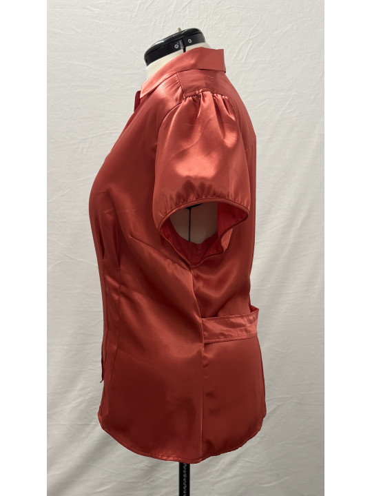 Lane Bryant Deep Coral Satin Blouse Size 22/24