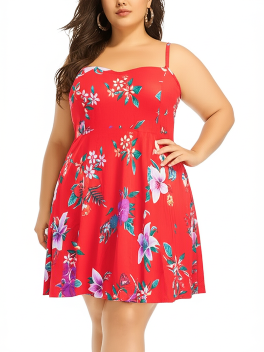 Red Floral Print Old Navy Summer Dress Size 24