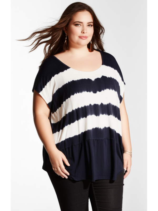 Lane Bryant Black and White Stripe Short Sleeve Size 22/24